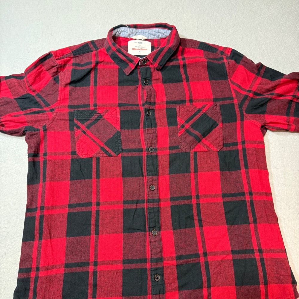 Urban Pipeline Ultimate Flannel Red Black Plaid Long Sleeve Shirt XXL